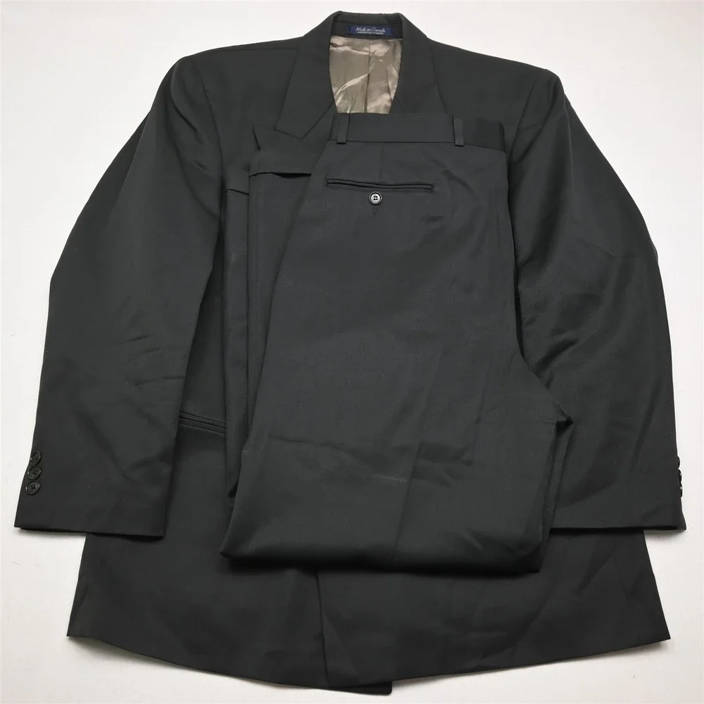 Vtg Mens Double Breasted‎ 40R 34x30 Green 100% Trabaldo Togna Wool Suit